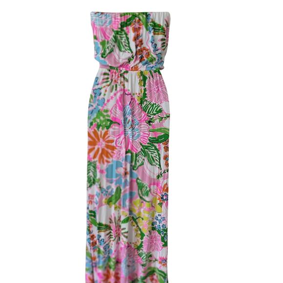 Lilly Pulitzer Sz XS NOSEY POSEY Floral Strapless Maxi Dress - Picture 2 of 8